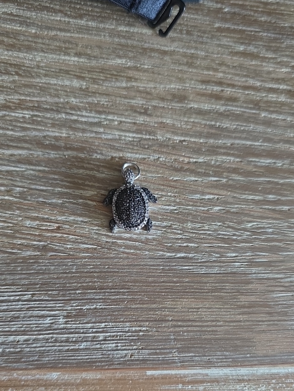 Turtle Pendant Charm with Black Diamonds